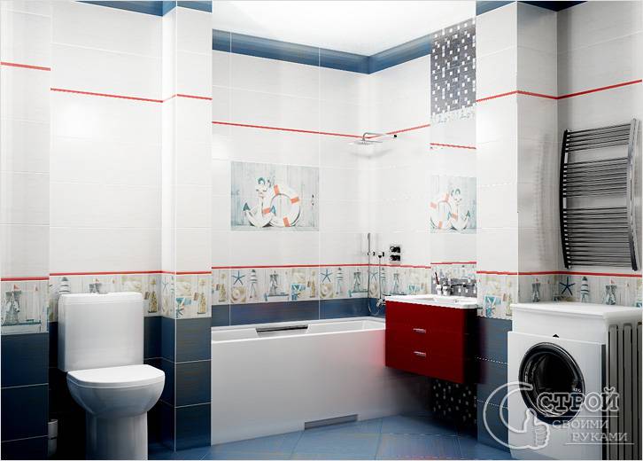 Бордюр и панно в морском стиле