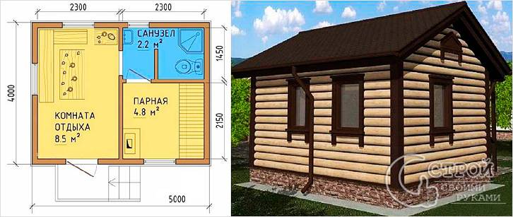 Каркасная баня 4*5