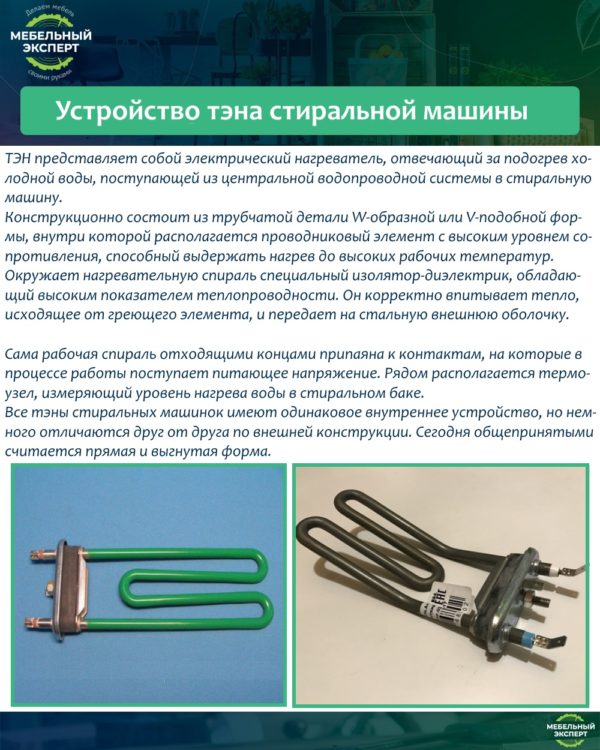 Устройство тэна стиральной машины