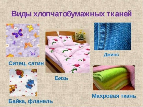 Разные виды тканей для пошива