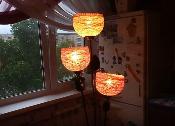 Готовый абажур из ниток